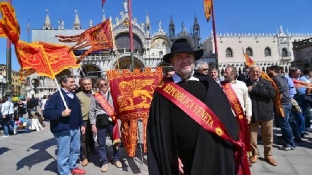 manifestazione della Liga Veneta (tgcom/mediaset)